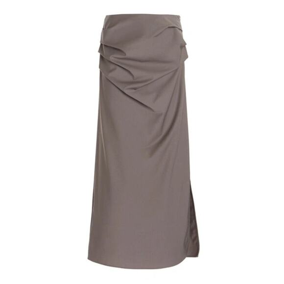Georgia Alice Draped Wool Blend Maxi Skirt in Grey Size 4 - Picture 1 of 14